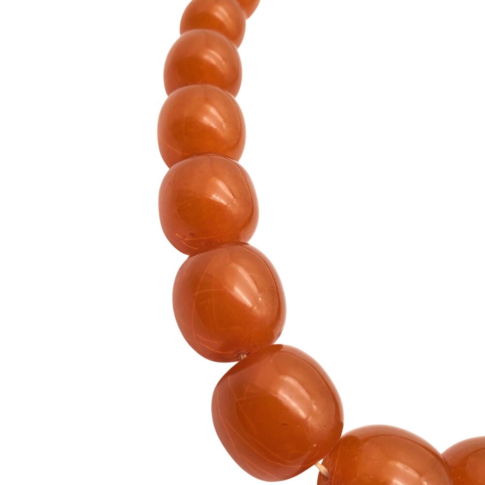 Retro Acrylic Necklace Orange Graduated Beaded Chunky Statement Barrel Clasp Vtg - Picture 6 of 9